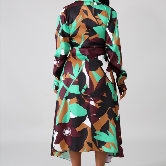 🌟HP🌟Dani Green & Brown Long Sleeve Dress👗 - Picture 2 of 15